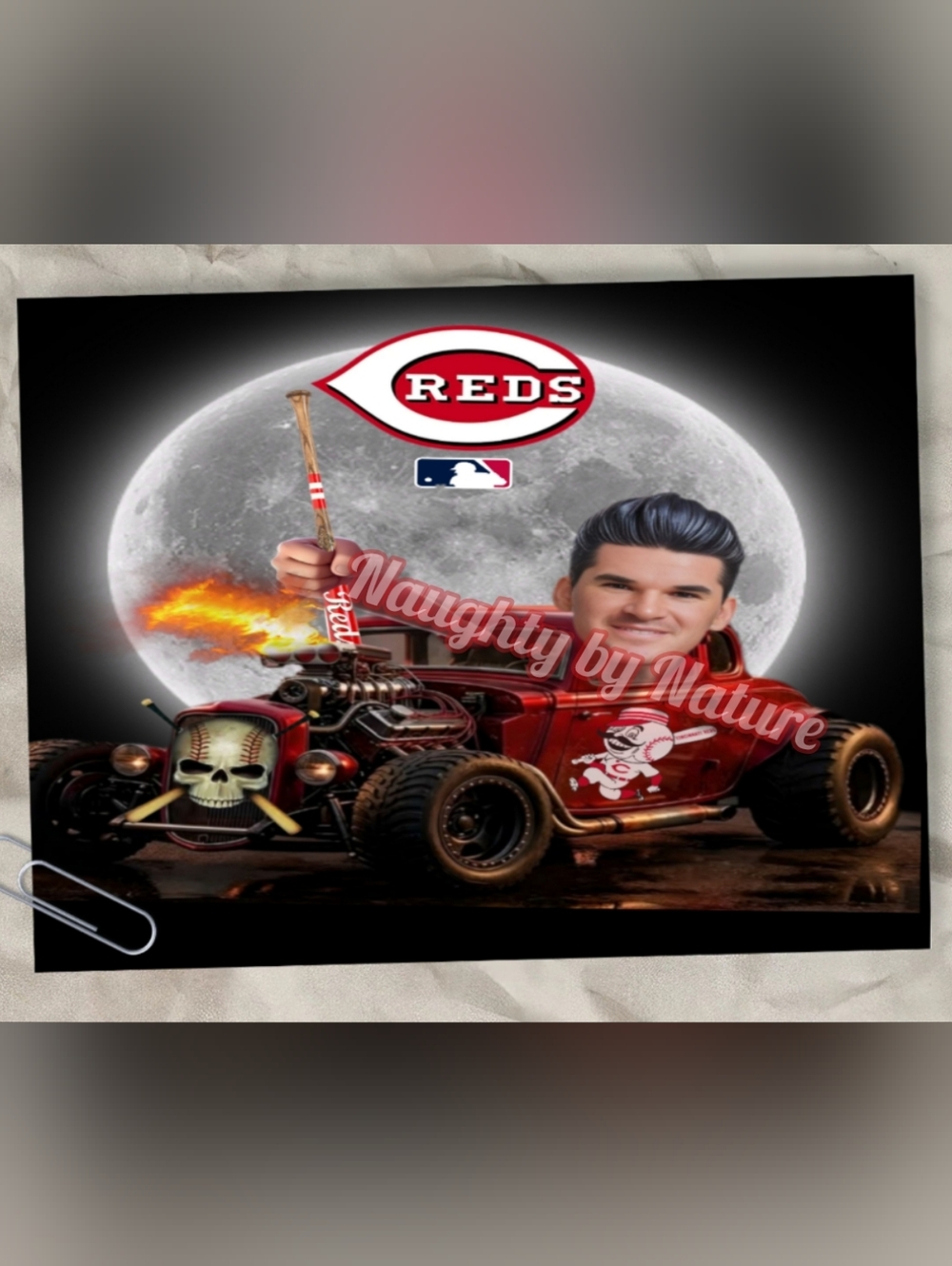 Red Cincinnati Reds Baseball Graphic Poster - Red and Black Metal Poster